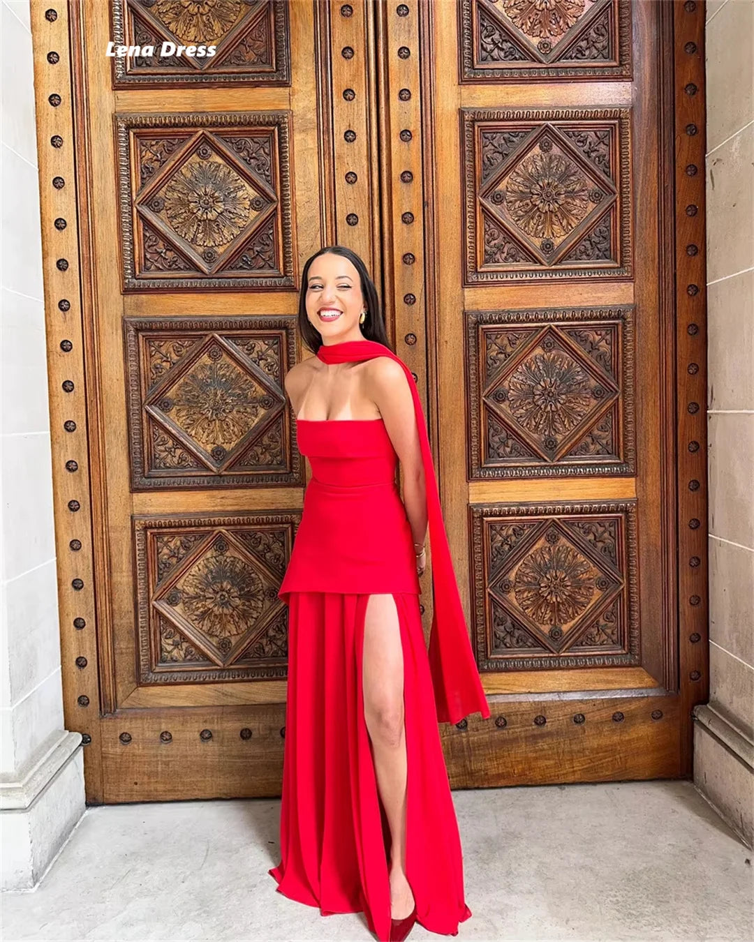 Lena Dresses for Special Events Red Elegant Prom Dresses Luxury Women Evening Dress Custom Made Off-shoulder Robes De Cocktail