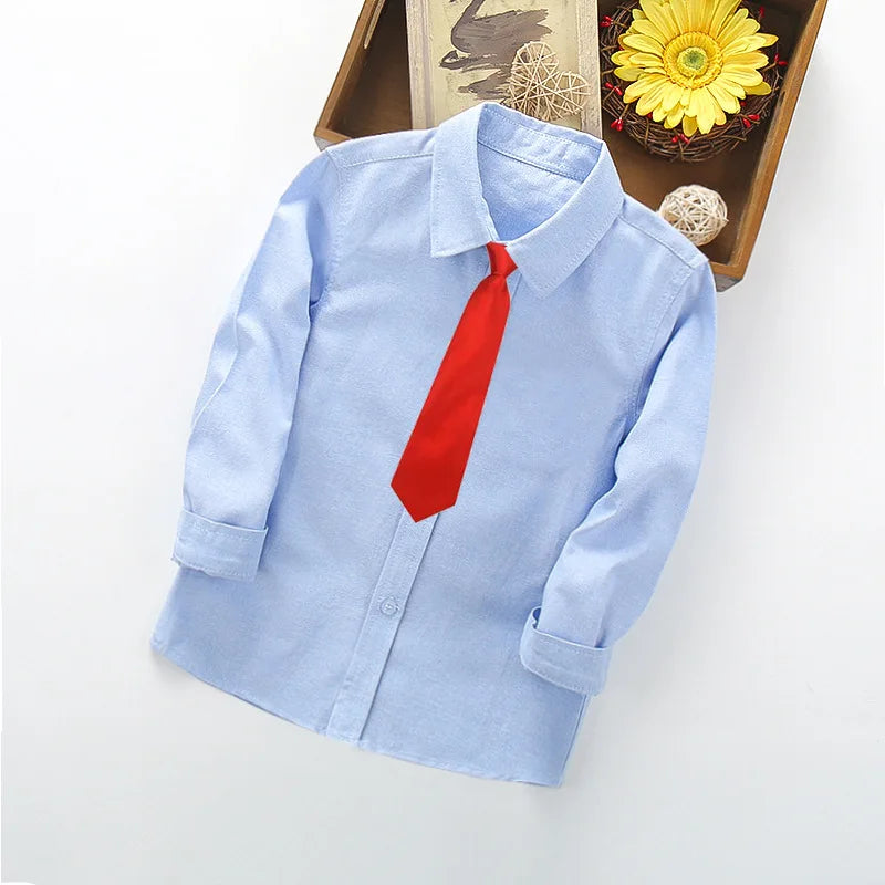School Uniform Boys Shirts Cotton Long Sleeve Baby Toddler Teenager Party Wedding Clothes Kids Shirts For Boys Children Tops