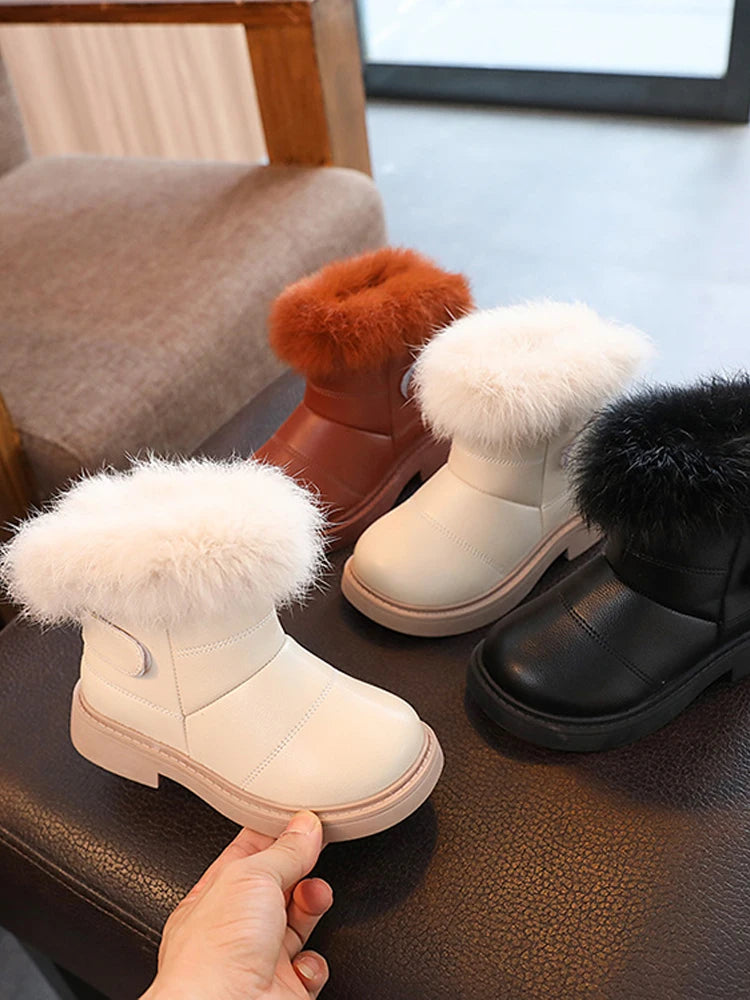 Children's Shoes 2025 Winter Girls' Warm Cotton Boots Wholesale Rabbit Fur Soft Sole Boys' Baby Thick Snow Boots