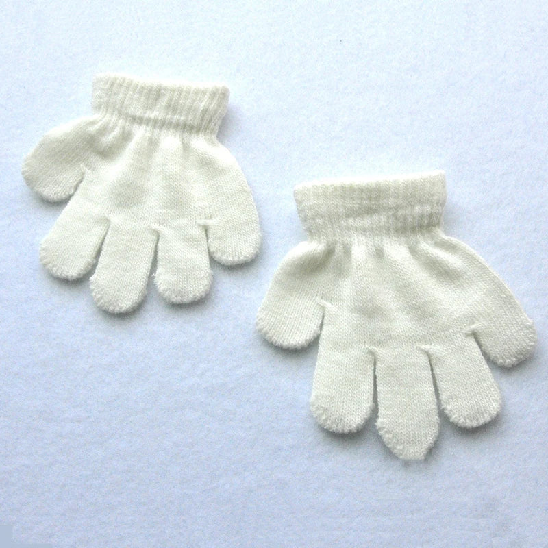 Children 1-3Y Winter Knitted Warm Gloves For Boys Girls Student New Solid Color Knitting Mittens Outdoor Cycling Skiing Gloves