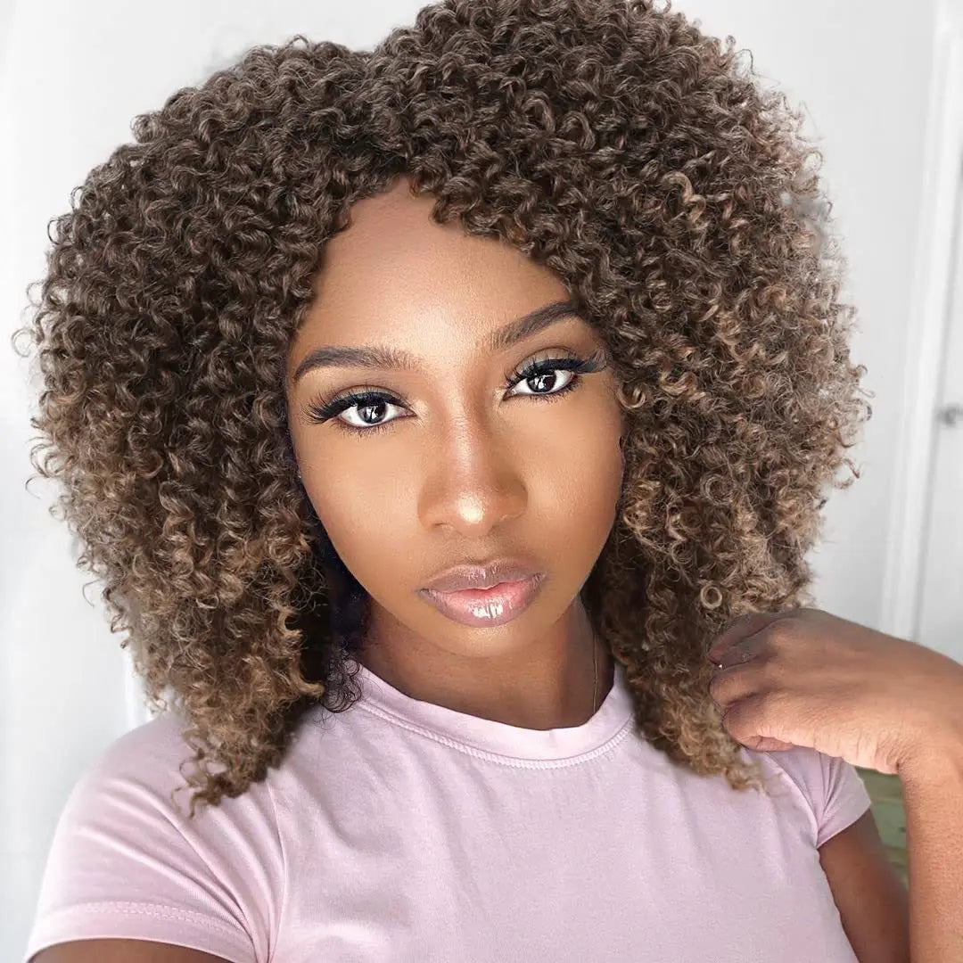 Curly Hair Wig Side Part Short Curly Hair Synthetic Hair Cosplay Femme Womens Wigs Sale Burgundy Side Part Black Wig