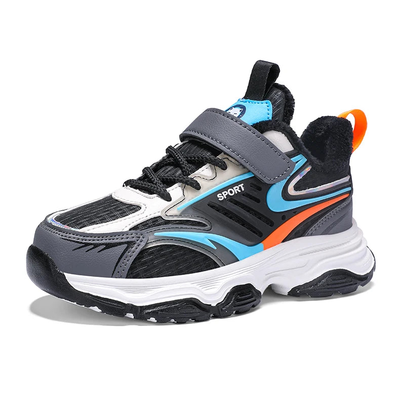 Children Winter Leather Cotton Shoes Boys Waterproof Warm Running Shoes Kids Outdoor Casual Shoes Warm Sports Shoes for Girls