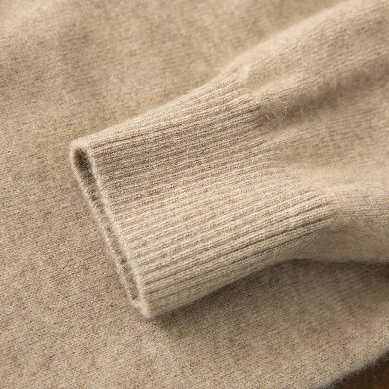 24 men's autumn and winter 100% pure wool cardigan hooded with pocket solid color thick sweater casual cashmere knitted jacket