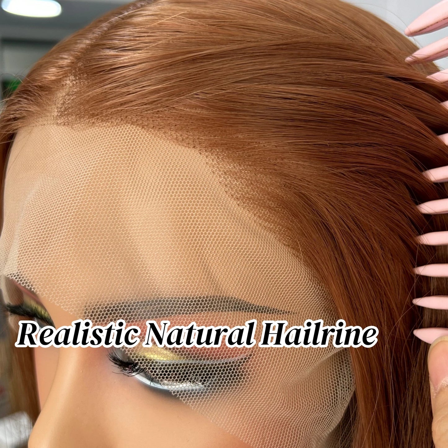 Ginger Brown Long Body Wave Synthetic Middle Part Natural Curly Loose Wavy Reddish Brown Heat Resistant Fiber Wigs for Women