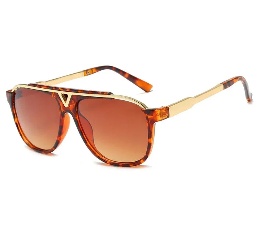 Popular Fashion Men Sunglasses Square Metal Combination Frame Anti-UV400 Lens