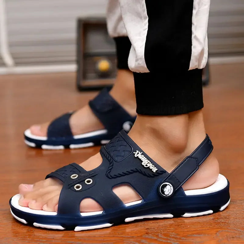 2025 Summer Sandals Men Slippers Outdoor Beach Casual Shoes Zapatos De Hombre Indoor Durable Anti Slip Peep Toe New