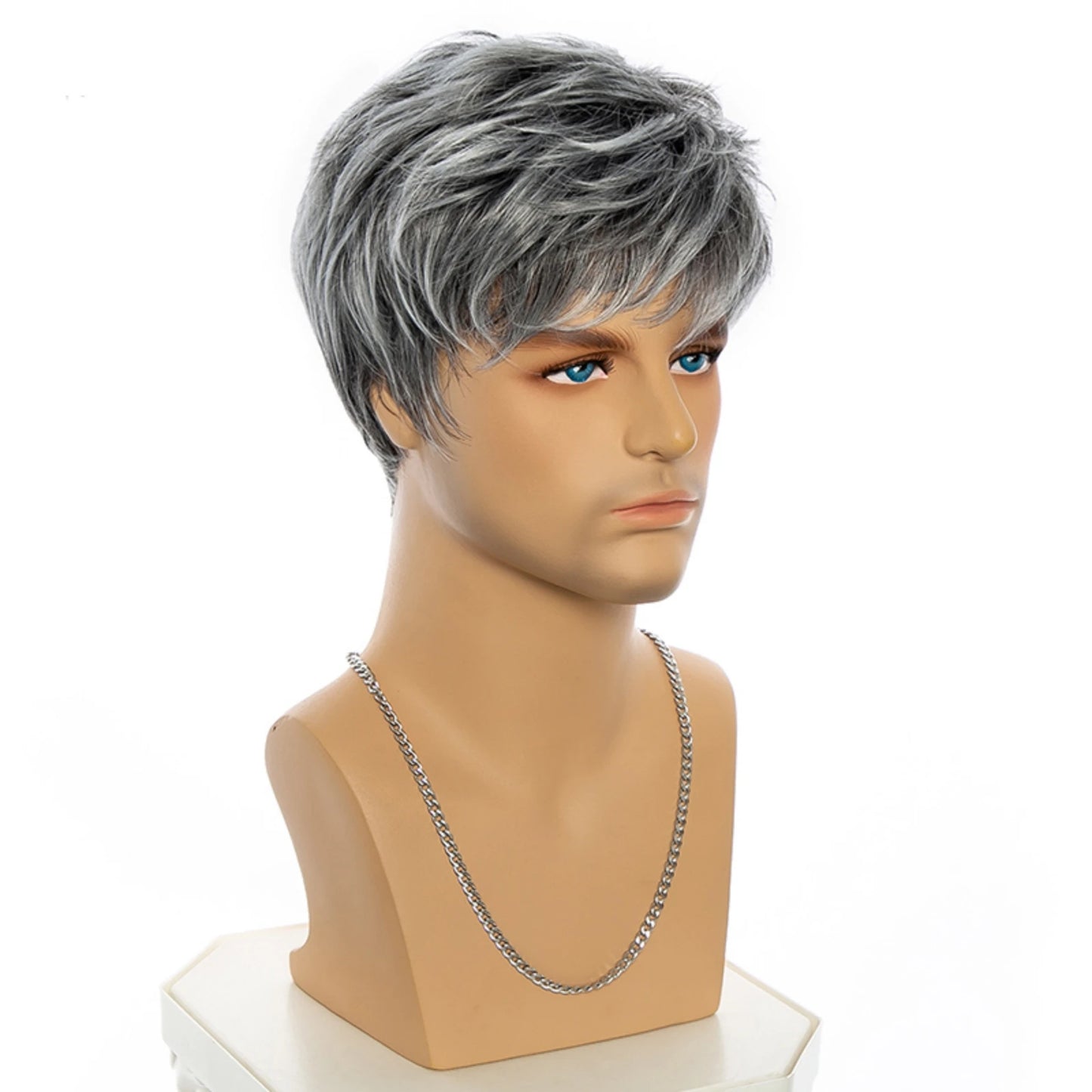 Gray and White Men's synthetic Wigs Fashion Men's Short Hair Cosplay Man Hair for daily use