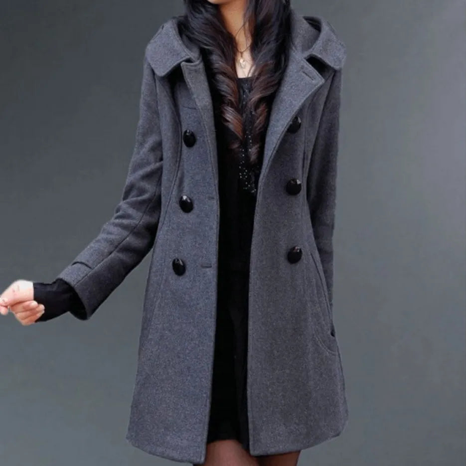 Chic Winter Coats and Jackets Women 2025 Winter Hooded Woolen Coat Wool Windbreaker Double-breasted Maxi Jacket Y2k Streetwear