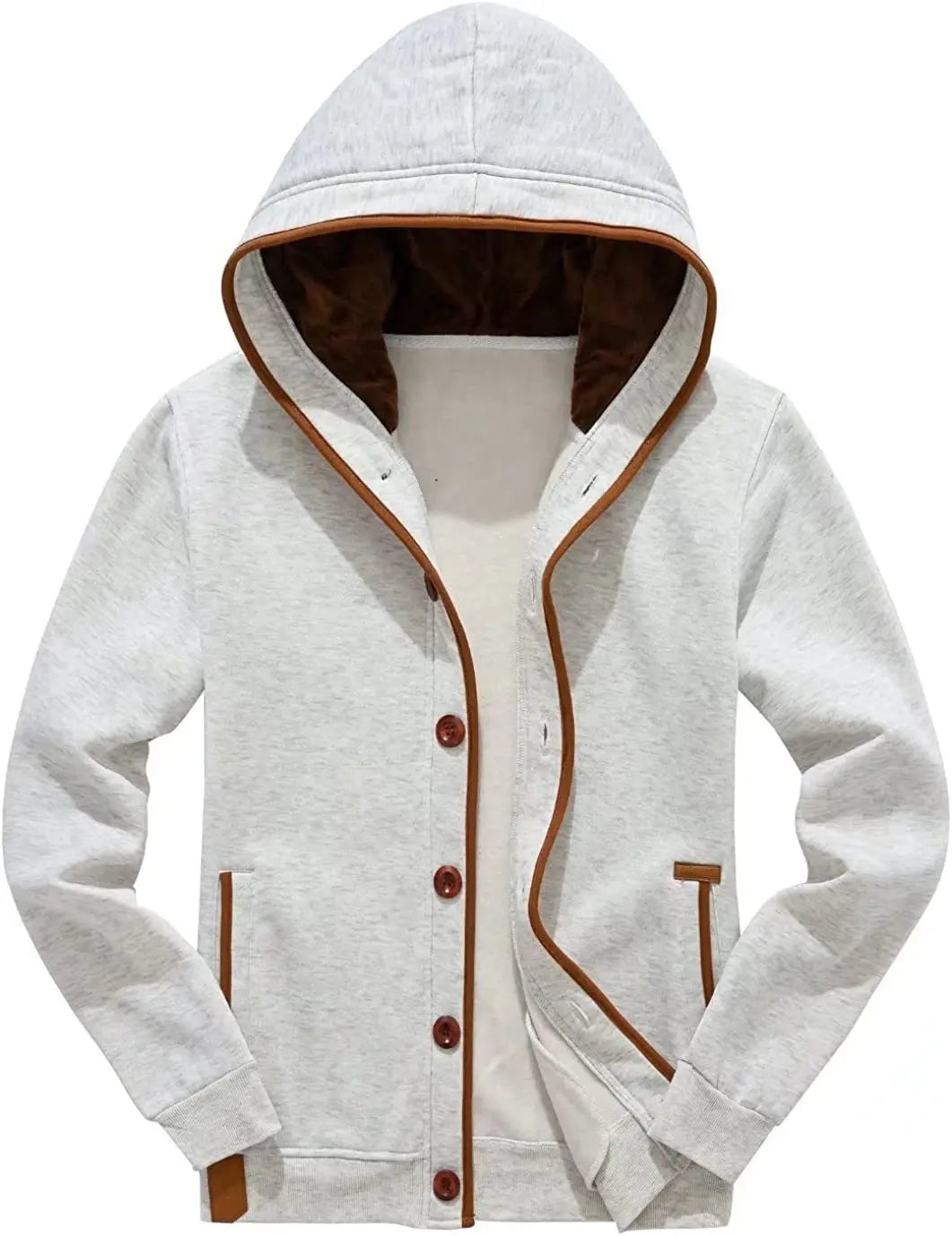 Men's Winter Soft Jackets Windbreak Coats Hooded Single Breasted Button Thick Casual Streetwear Fashion New Male Winter Clothing