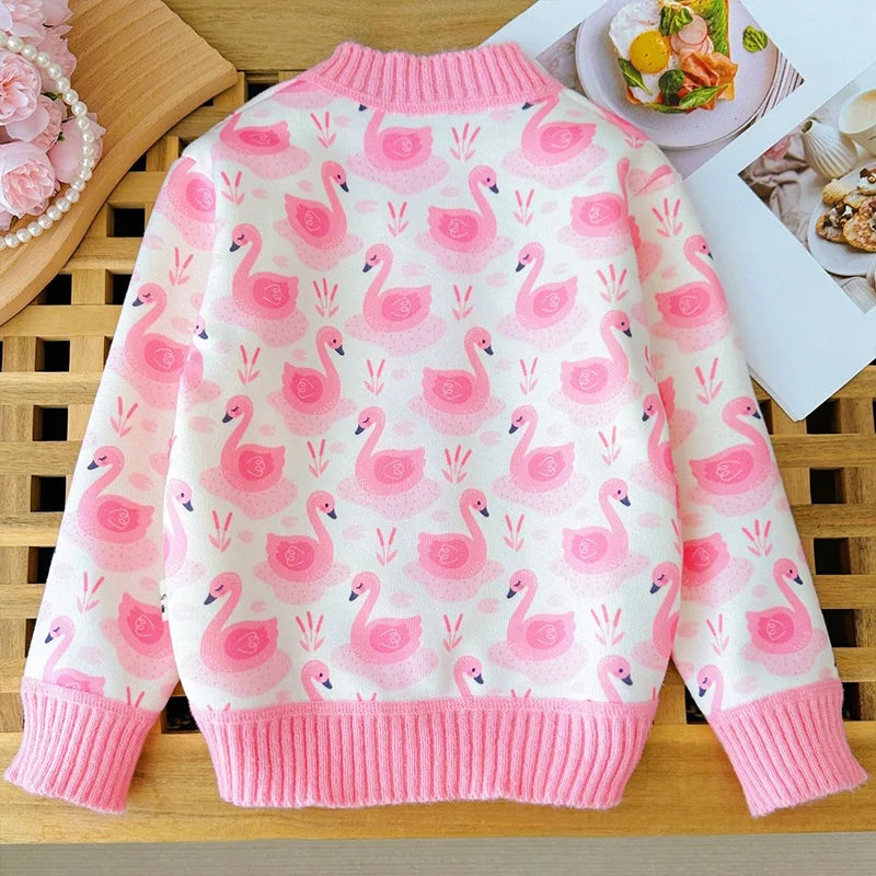 Girls' sweater jacket, autumn and winter new style, thickened and fashionable, girls' knitted sweater, children's top