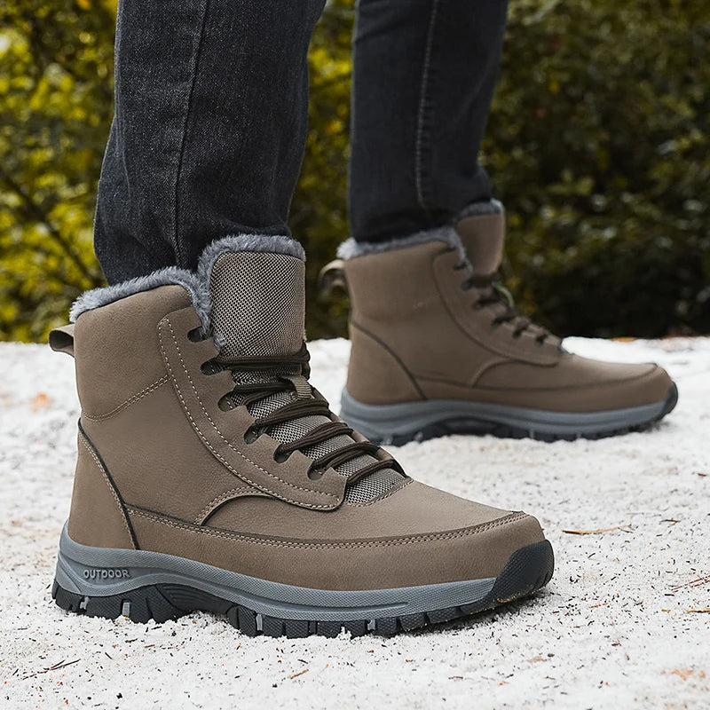 Winter Men Snow Boots For Men keep Winter Warm Fur Plus Retro hiking Boots Leisure Comfort Vintage Style mountain Boots Men shoe
