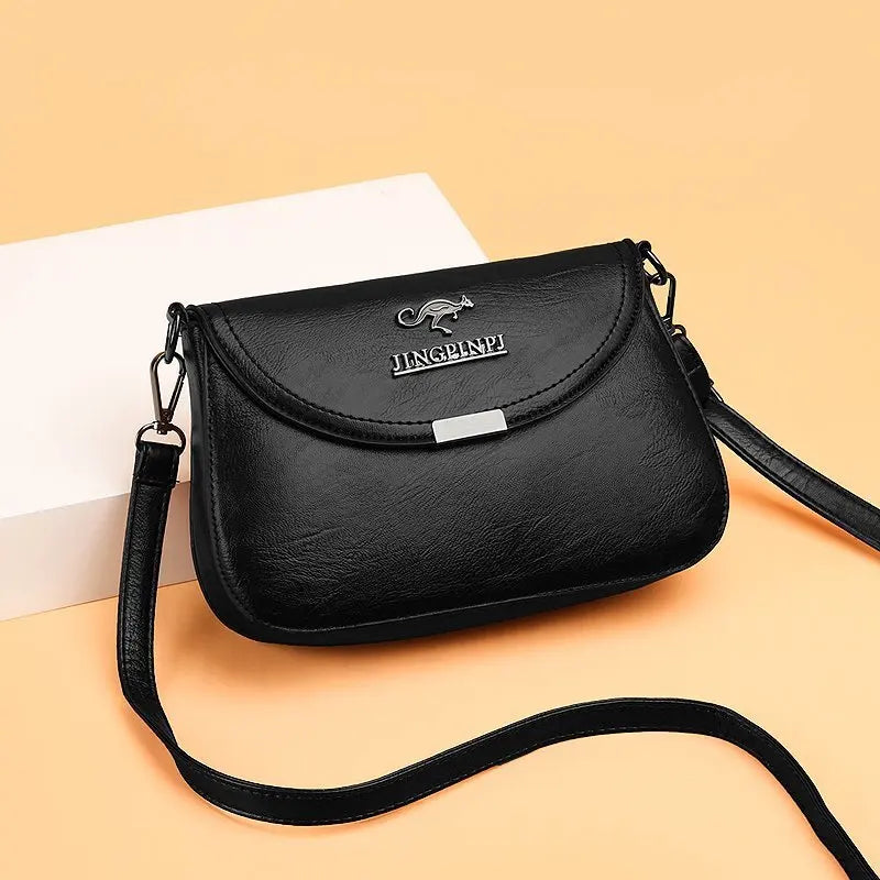 2024 New Fashionable Small Square Bag Middle Aged Mom and Grandma Shoulder Handbag Women Crossbody Soft Leather Texture Bag