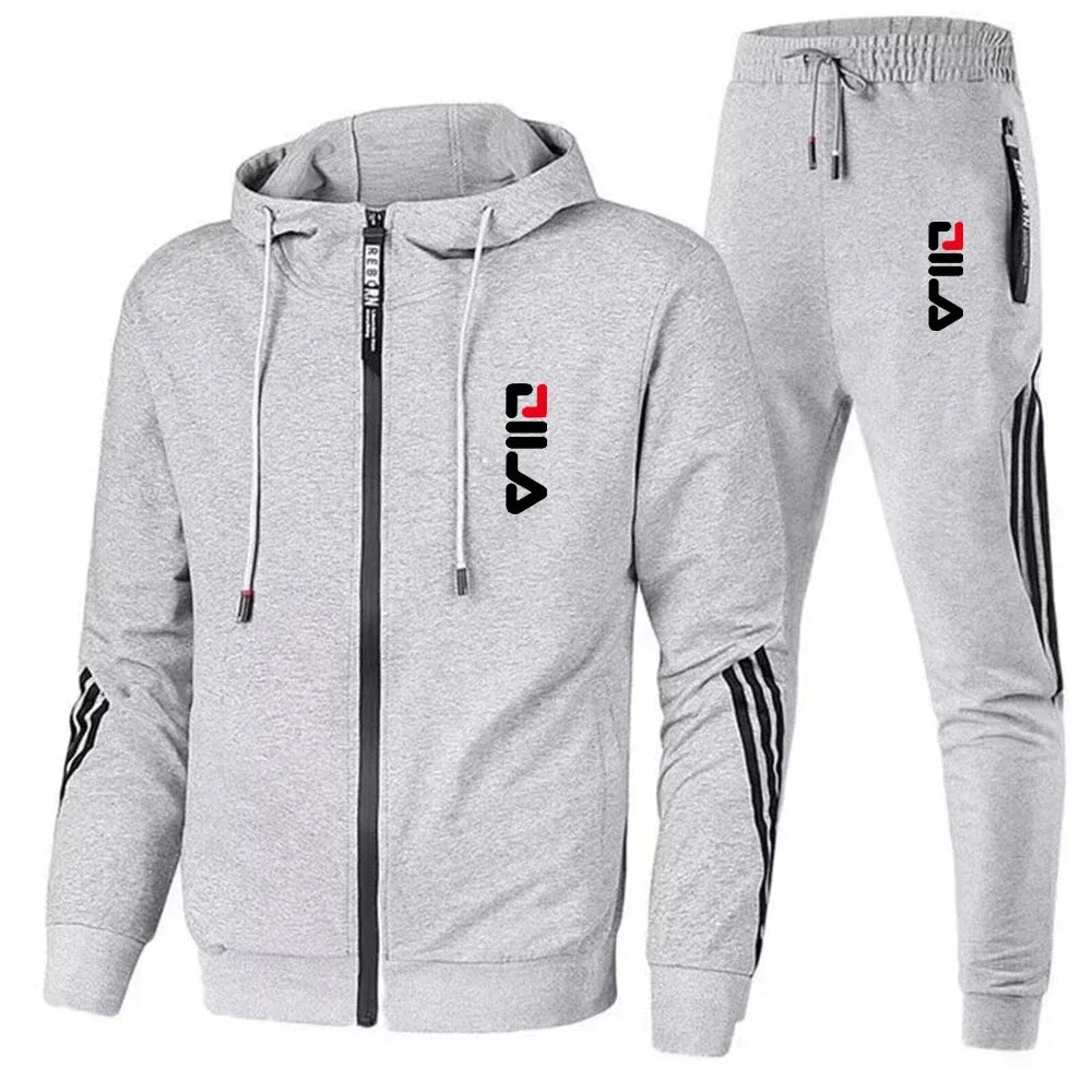 Men's sportswear set for spring and autumn 2025: sporty casual jacket + sport pants, jogging fashion and stylish sport outfit