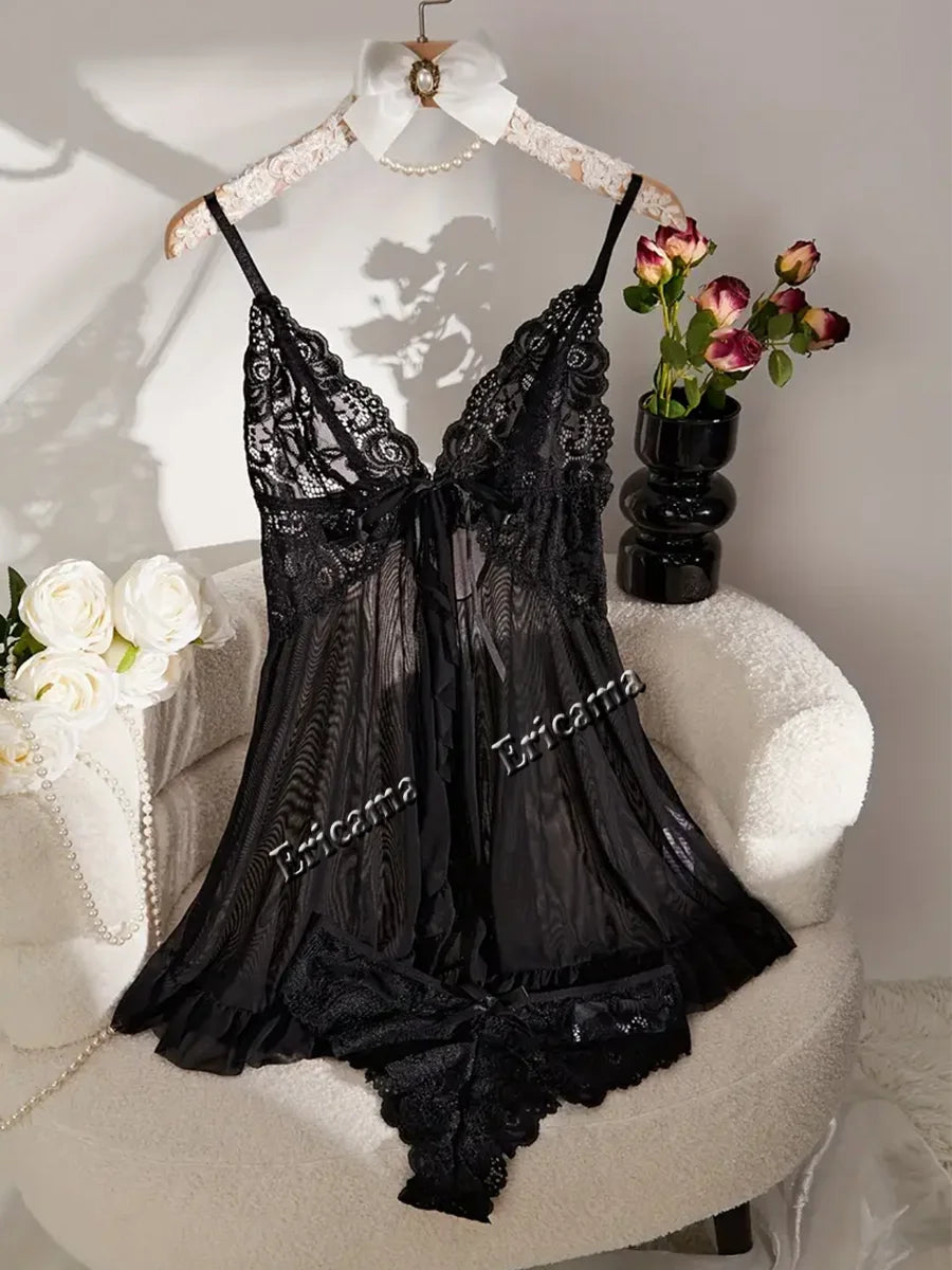 Women's Underwear Sexy Lingerie Set Erotic Bra Nightdress Sexy Lace Sleepwear Solid Slim Soft Dresses Erotic Sleepwear & Dresses