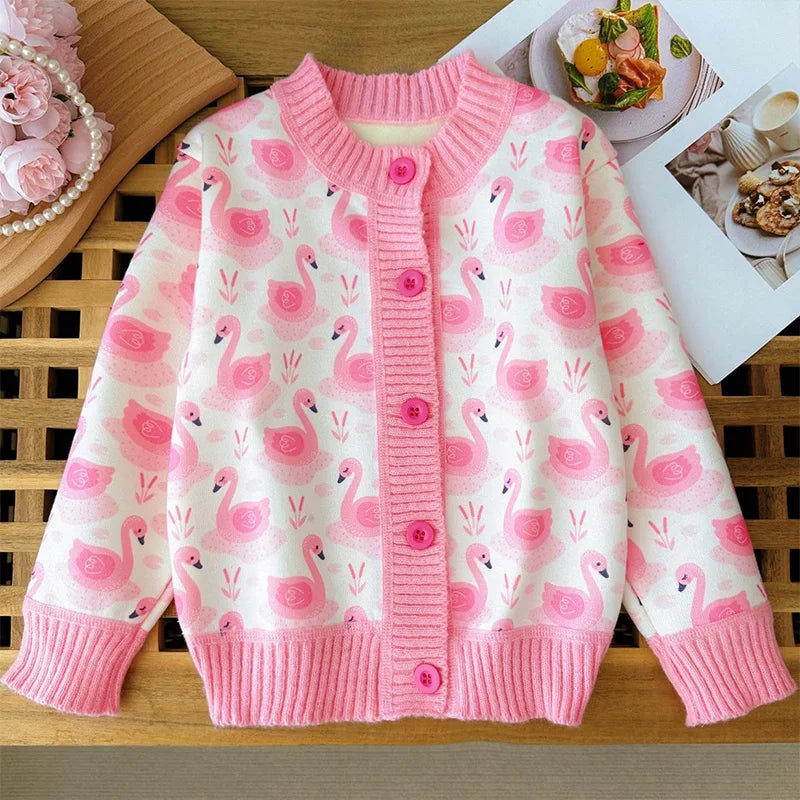 Girls' sweater jacket, autumn and winter new style, thickened and fashionable, girls' knitted sweater, children's top