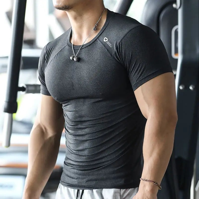 Men's Running Fitness Jogging Cycling Sportswear - Breathable, Moisture-Wicking, QuickDry, Muscle Training Compression T-Shirt