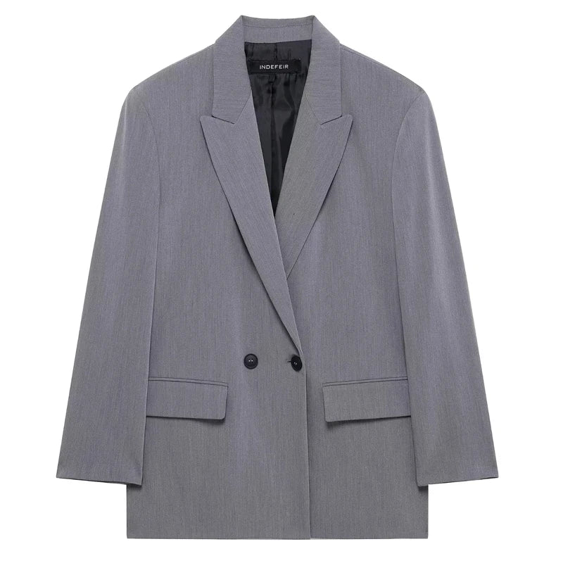 TRAF Blazers For Women Black Gray Long Blazer Woman Office Wear Long Sleeve Solid Blazer Oversized High Quality Women's Blazer
