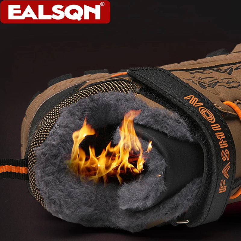 Boys' Winter Snow Boots Warm Fleece-Lined Anti-Slip Kids Boots Comfortable Warm School Children's Walking Cotton Shoes