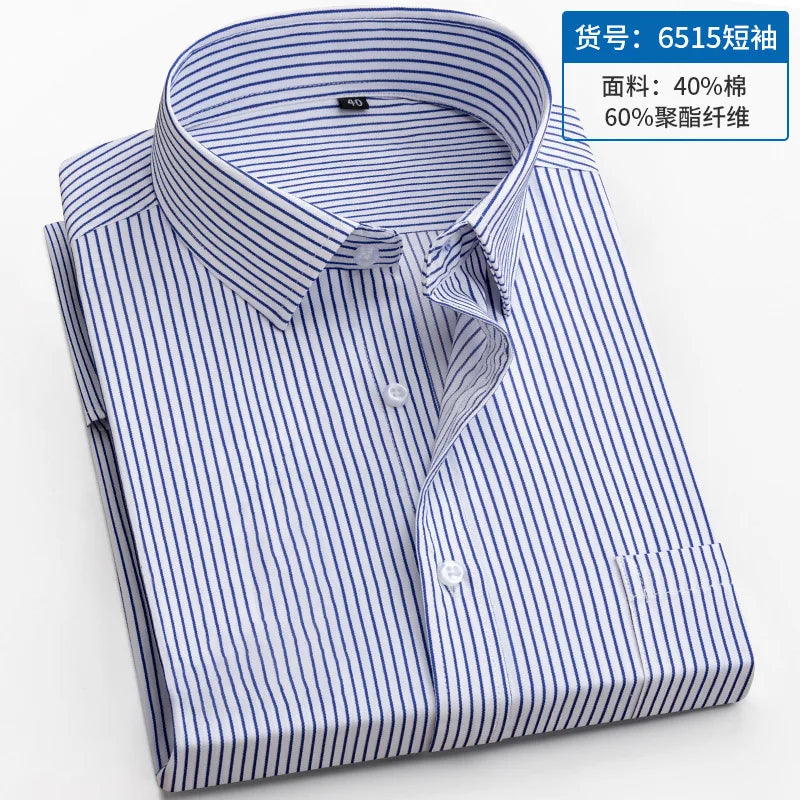 Men's short-sleeved shirt, business casual striped, thin, comfortable, versatile and simple streetwear for spring and summer