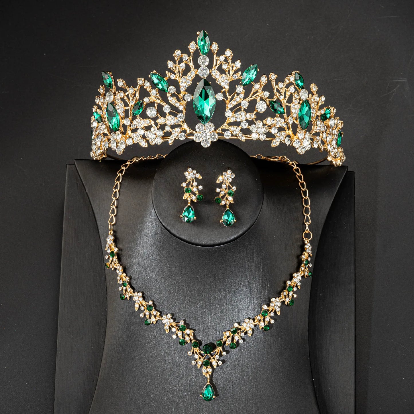 High Quality Fashion Crystal Wedding Bridal Jewelry Sets Women Bride Tiara Crowns Earring Necklace Wedding Jewelry Accessories