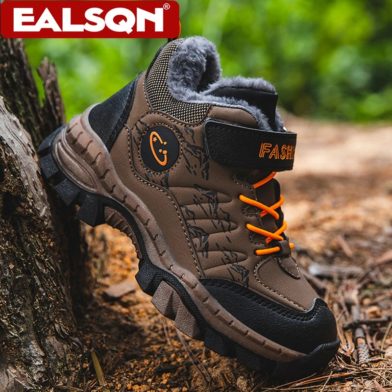 Boys' Winter Snow Boots Warm Fleece-Lined Anti-Slip Kids Boots Comfortable Warm School Children's Walking Cotton Shoes