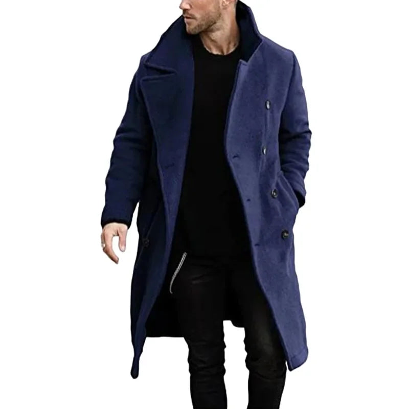 23 Autumn and Winter Woolen Men's Coat Long Multi-color Multi-code Woolen Windbreaker European Coat Double-breasted
