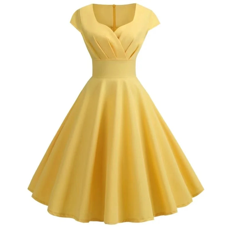 2025 Summer Fashion Dresses for Women Short 1950s Retro Vintage Cocktail Party Swing Dresses Party Red Dress