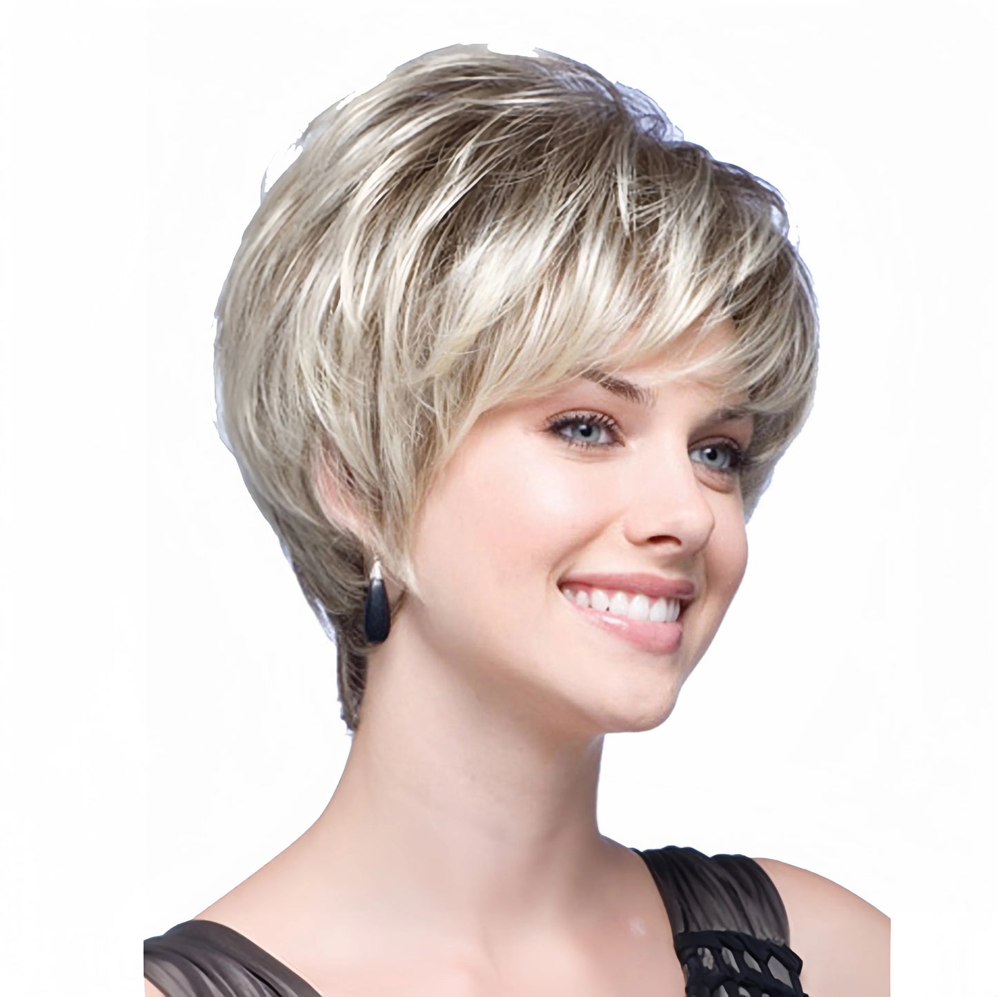 Wig women new short hair fashion light gold synthetic fiber high temperature silk wig full head cover