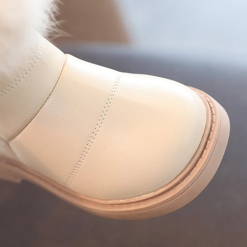 Children's Shoes 2025 Winter Girls' Warm Cotton Boots Wholesale Rabbit Fur Soft Sole Boys' Baby Thick Snow Boots