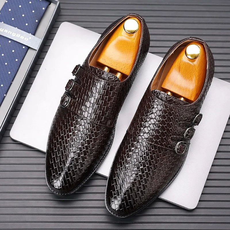 Knit Men's Leather Shoes Formal Business Dress Shoes for Men Classic Casual Luxury Formal Shoes Derby Party Oxford Men Footwear