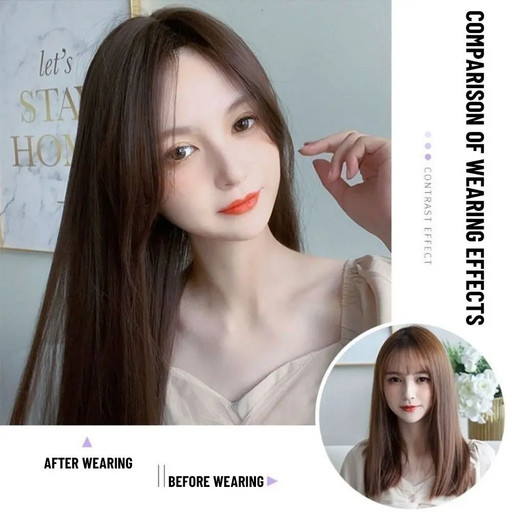 Wig Female Black Eight-letter Liu Haichang Straight Hair Wig Band With Middle Point For Daily Wear Of Full-length Wig