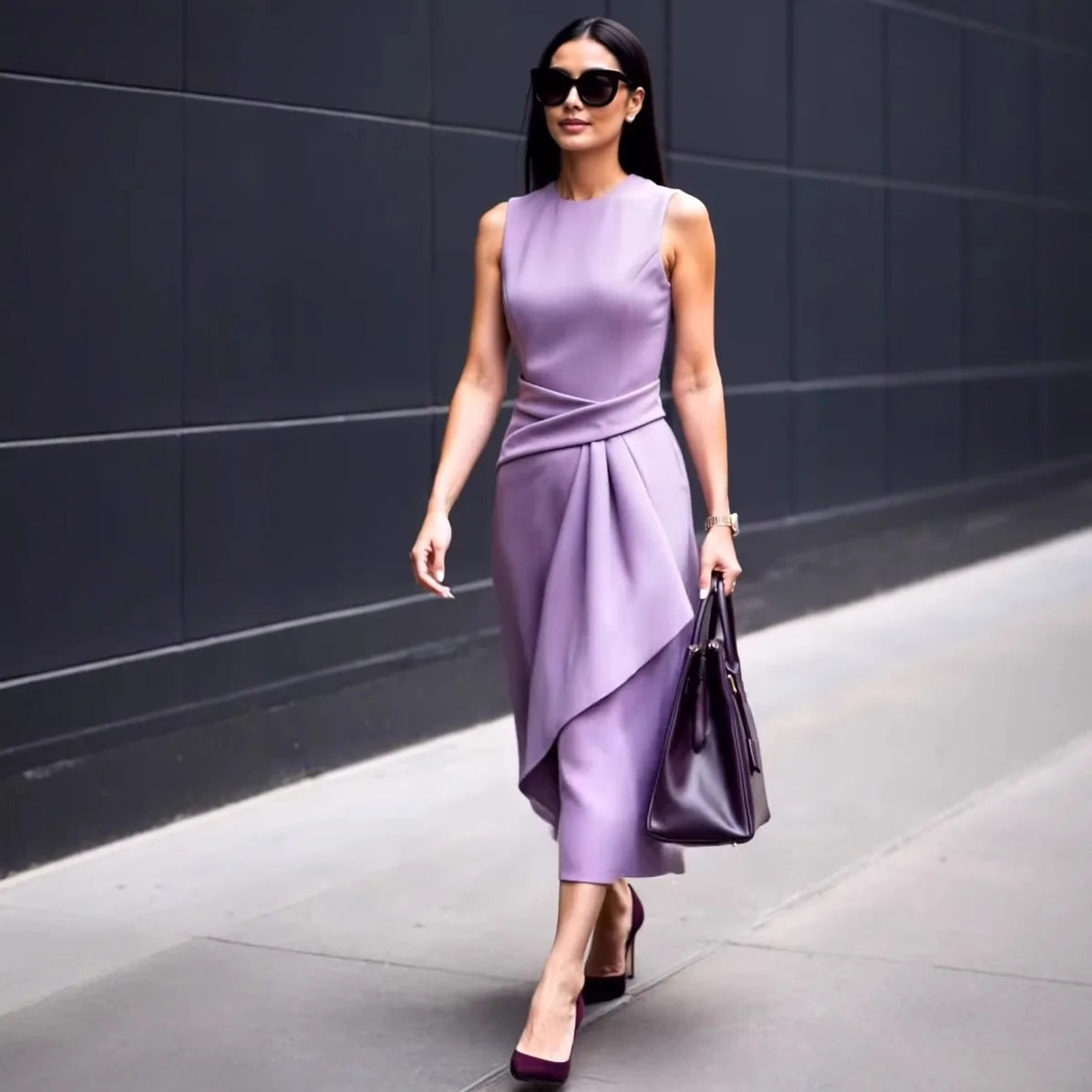 Summer Sleeveless Long Dresses For Women Elegant 2025 Fashion Office Lady Solid Color Bodycon Tank Maxi Dress Casual