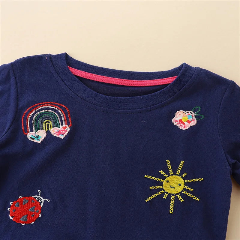 Jumping Meters 2-7T Princess Girls Dresses Autumn Spring Animals Embroidery Cute Hot Selling Kids Dresses