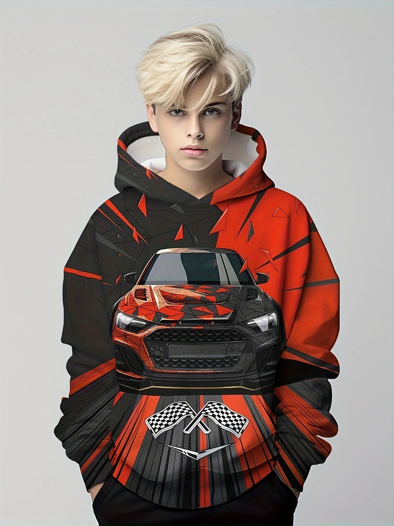 Stylish Lion 3D Printing Boys Casual Pullover Long Sleeve Hoodies Sweatshirt For Spring Fall Kids Hoodies Tops Outdoor Clothing