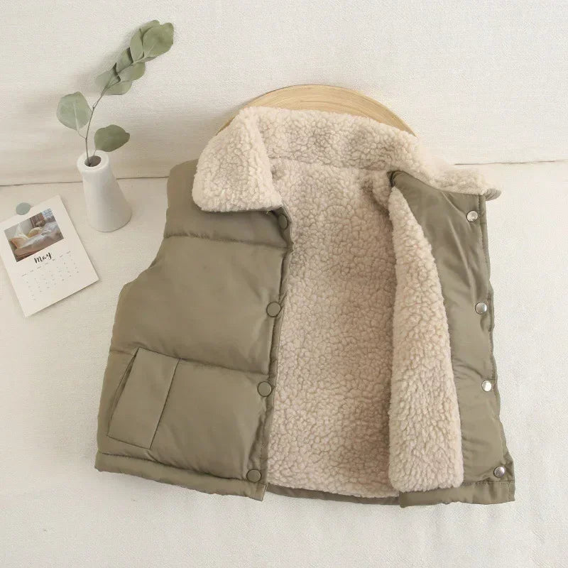 Winter Baby Kids Thick Vests Baby Girls Outerwear Plus Velvet Sleeveless Coats Boys Jackets Warm Coats Toddler Children Vest