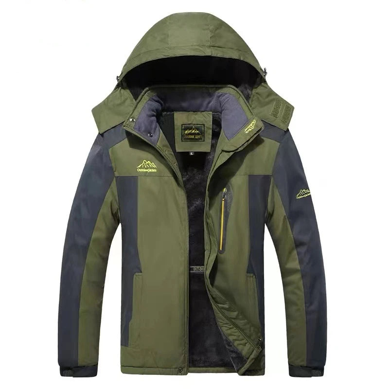 Winter New Waterproof Coat for Men, Winter with Added Velvet and Thick Warm Top, Men's Casual Loose Ski Jacket Jacket