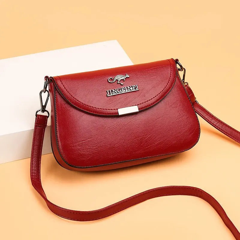 2024 New Fashionable Small Square Bag Middle Aged Mom and Grandma Shoulder Handbag Women Crossbody Soft Leather Texture Bag