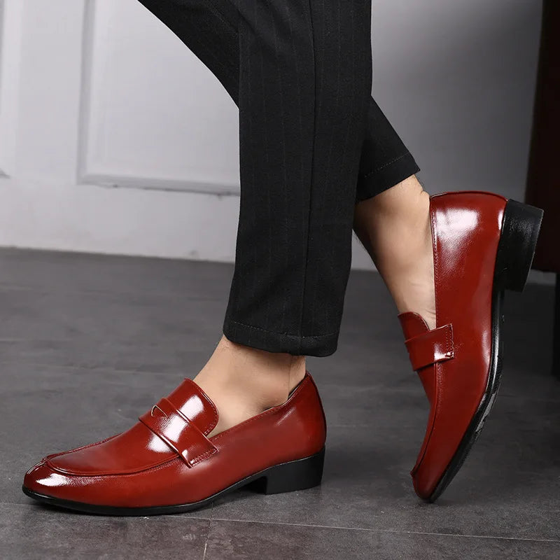 Men's Shoes Loafers Dress Man British Casual Single Leather Small Square Toe Mens Genuine Shoe Formal Black Elegant Good Quality