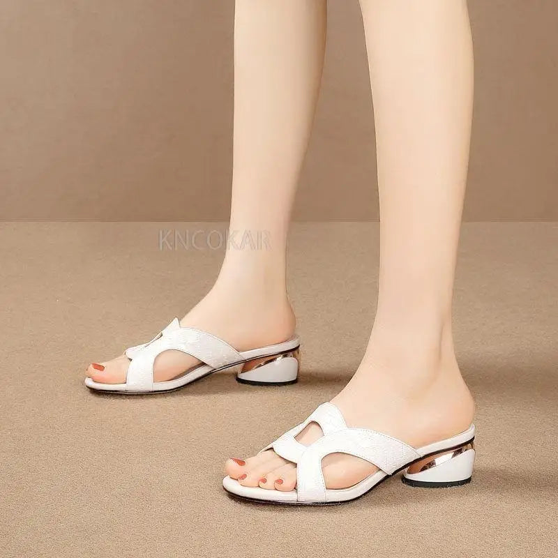 New Women's Slippers Women Shoes 2022 Summer Peep Toe Sandals Fashion Pumps Ladies Dress Wedding High Heels Shoes Female Slides
