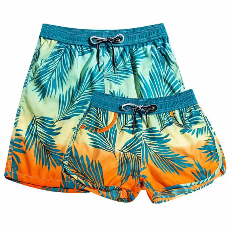 Matching Couple Swimsuit Swimming Shorts Men Swimwear Women Bermuda Surf Trunks Boardshort Summer Quick Dry Beach Swiming Shorts