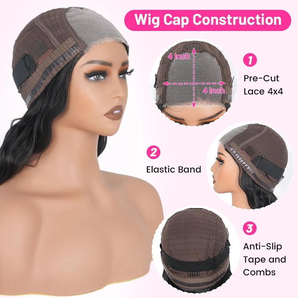 Wear And Go Glueless Wigs Human Hair Pre Plucked Pre Cut Body Wave Wigs For Black Women Glueless Lace Closure Human Hair Wig