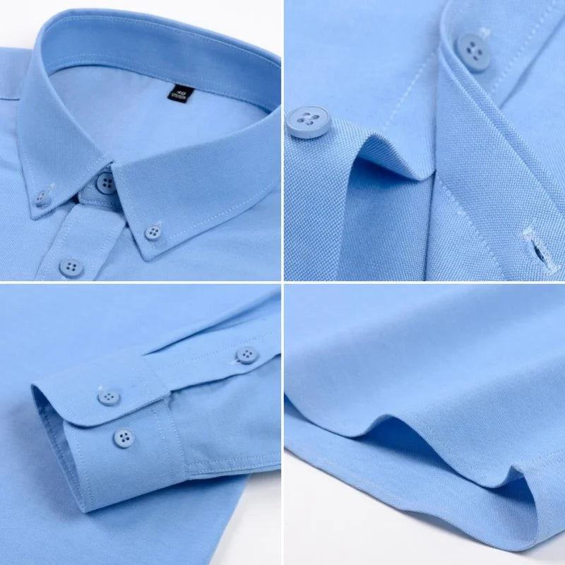 New Quality Anti-Wrinkle Men Shirt Long Sleeves Dress Shirts For Men Slim Fit Camisa Social Business Blouse White Shirt S-4XL