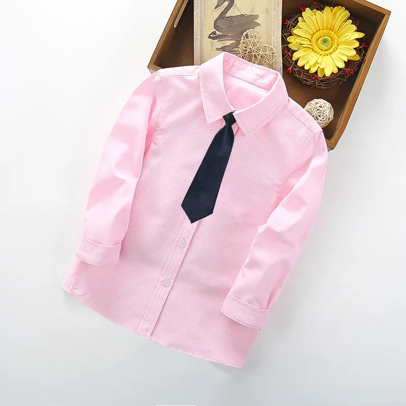 School Uniform Boys Shirts Cotton Long Sleeve Baby Toddler Teenager Party Wedding Clothes Kids Shirts For Boys Children Tops
