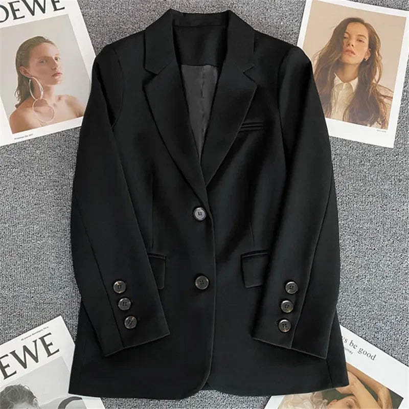 Elegant Office Lady Blazers for Women 2025 Fashion Long Sleeve Single Button Blazer Coats Female Top Suit Jackets Outerwears