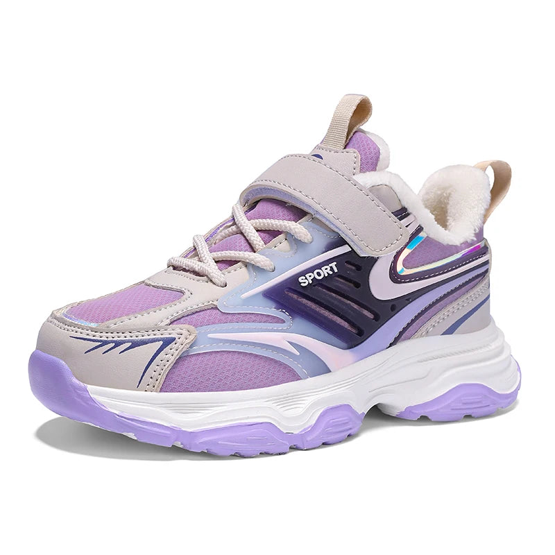 Children Winter Leather Cotton Shoes Boys Waterproof Warm Running Shoes Kids Outdoor Casual Shoes Warm Sports Shoes for Girls