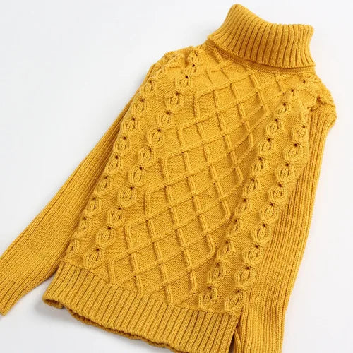 Autumn Winter Boys Clothing Teen Girls Sweater Kids Fashion Turtleneck Sweater Family Matching Pullovers Outwear Knit Clothing
