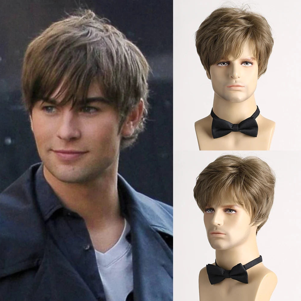Short Natural Curly Hair For Male Young Men Heat Resistant Fiber Synthetic Wigs