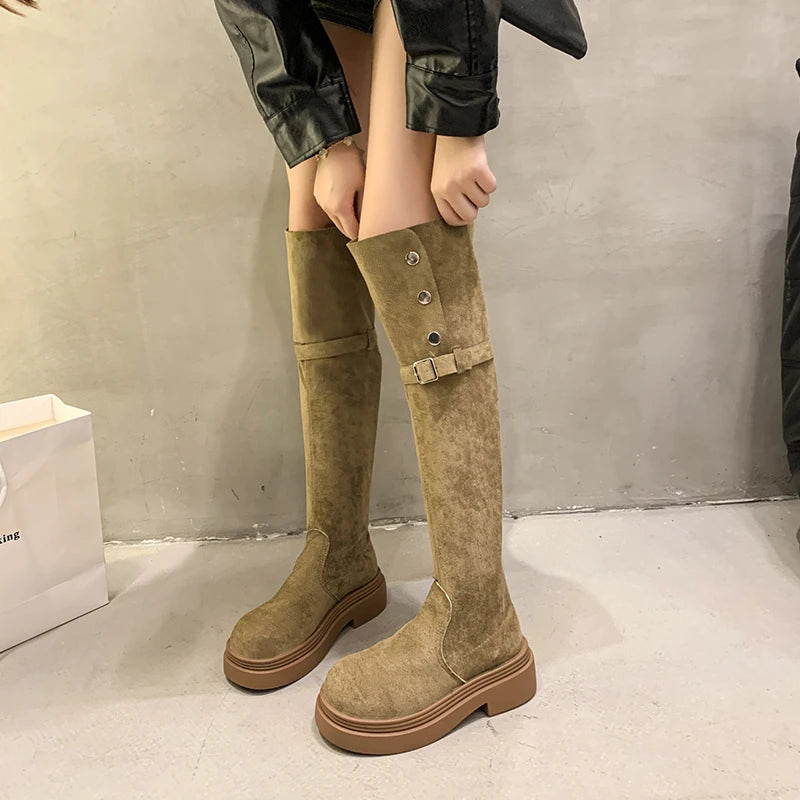 Winter Modern Platform Women's Over The Knee Boots Fashion Thick Heels Long Bootties Woman Largas Booties thigh high boots