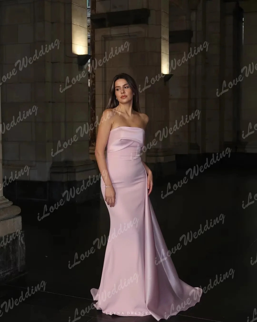 Elegant Evening Dresses for Women Pink Strapless Customized Women Wedding Party Gowns Floor-Length Sleeveless Prom Dresses 2025