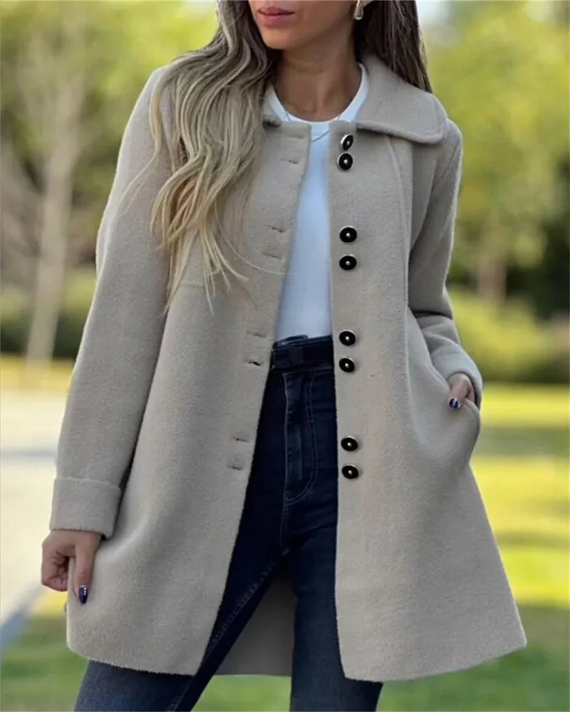 Popular autumn and winter woolen casual warm coat, single-breasted warm coat with Aolirong for autumn and winter.
